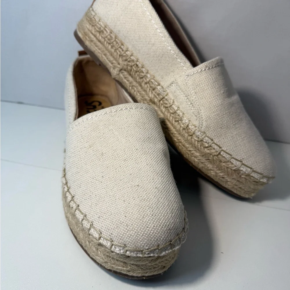 NEW ! SAM EDELMAM Cream Espadrille Slip-On Shoes size 9.5
